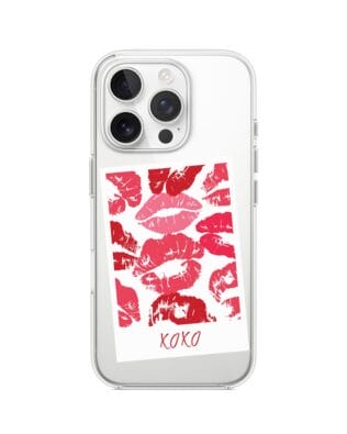 Etui do iPhone 16 Pro przeźroczyste, pocałunki, polaroid