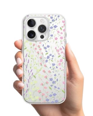 Etui do iPhone 14 Pro Max przeźroczyste, silikonowe Flexi, kwiaty polne
