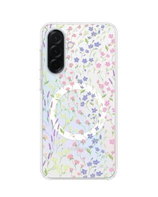 Etui do Samsung Galaxy A36 5G z MagSafe przeźroczyste, silikonowe Flexi, kwiaty polne