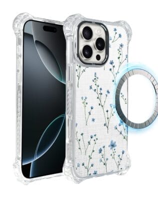 Etui do iPhone 16 Pro Max IBIZU DropGuard Ultra z MagSafe, Pastel Bloom, Niebieski sen