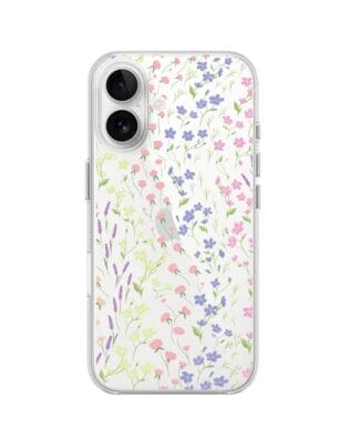 Etui do iPhone 16 przeźroczyste, silikonowe Flexi, kwiaty polne