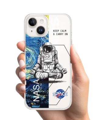 Etui do iPhone 13 przeźroczyste, silikonowe Flexi, Keep Calm in Cosmos