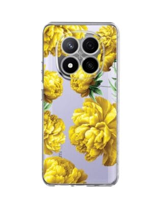 Etui do Xiaomi Redmi Note 14 Pro Plus 5G przeźroczyste, silikonowe Flexi, żółte piwonie
