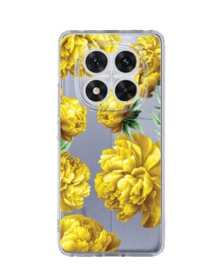 Etui do Xiaomi Redmi Note 14 Pro 5G przeźroczyste, silikonowe Flexi, żółte piwonie