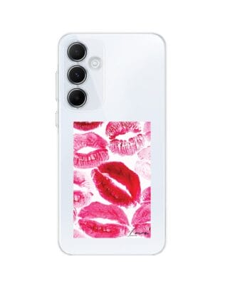 Etui do Samsung Galaxy A55 5G przeźroczyste, silikonowe Flexi, pocałunki z napisem „love”