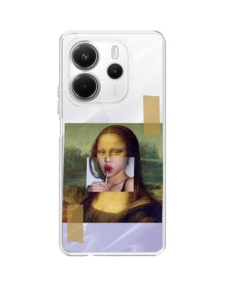 Etui do Xiaomi Redmi Note 14 Pro 4G przeźroczyste, silikonowe Flexi, Mona Lisa z lizakiem