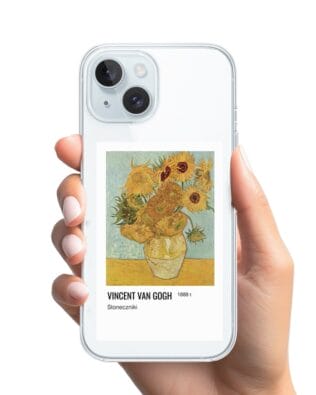 Etui do iPhone 15 Plus przeźroczyste, silikonowe Flexi, słoneczniki Van Gogh