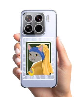 Etui do Xiaomi 15 przeźroczyste, silikonowe Flexi, kotek z kurczakiem