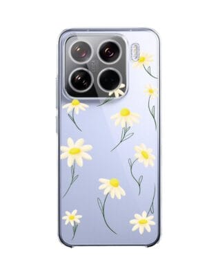 Etui do Xiaomi 15 przeźroczyste, silikonowe Flexi, stokrotki