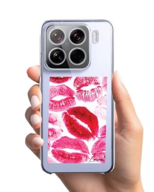 Etui do Xiaomi 15 przeźroczyste, silikonowe Flexi, pocałunki z napisem „love”