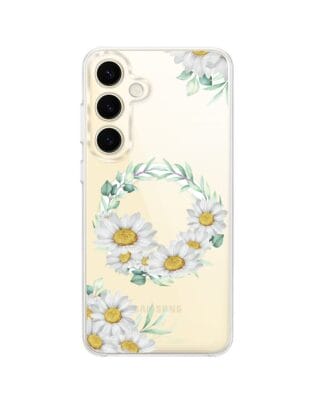 Etui do Samsung Galaxy S24 z MagSafe przeźroczyste, silikonowe Flexi, wianek stokrotek