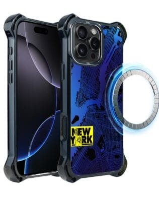 Etui do iPhone 16 Pro Max IBIZU DropGuard Ultra z MagSafe, Mapy świata, New York