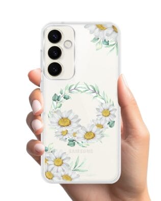 Etui do Samsung Galaxy S23 z MagSafe przeźroczyste, silikonowe Flexi, wianek stokrotek