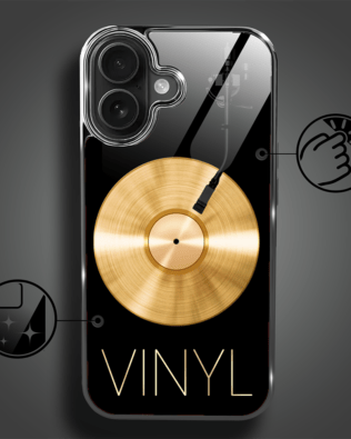Etui do iPhone 16 Plus IBIZU Elite Glass z MagSafe, szklany tył, Golden Midnight, Vinyl Lux, czarne