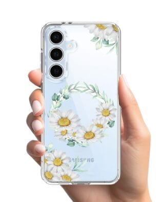 Etui do Samsung Galaxy S24 FE z MagSafe przeźroczyste, silikonowe Flexi, wianek stokrotek