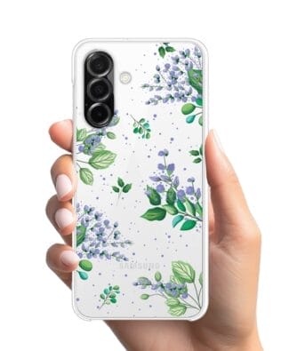 Etui do Samsung Galaxy A26 5G przeźroczyste, silikonowe Flexi, fioletowe kwiatki