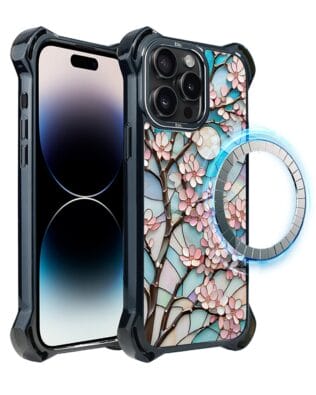 Etui do iPhone 14 Pro IBIZU DropGuard Ultra z MagSafe, Barwy Szkła, Księżycowa Wiśnia