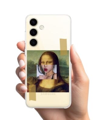 Etui do Samsung Galaxy S25 Plus przeźroczyste, silikonowe Flexi, Mona Lisa z lizakiem