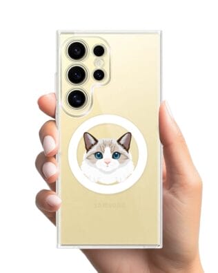Etui do Samsung Galaxy S24 Ultra z MagSafe przeźroczyste, silikonowe Flexi, kot birmański