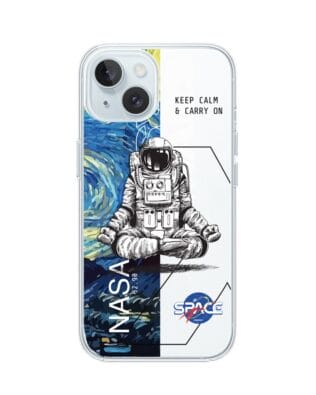 Etui do iPhone 15 Plus przeźroczyste, silikonowe Flexi, Keep Calm in Cosmos