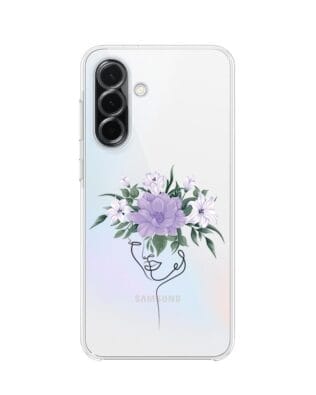 Etui do Samsung Galaxy A36 5G przeźroczyste, silikonowe Flexi, kobieta z kwiatami