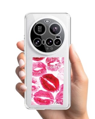 Etui do Xiaomi 15 Ultra przeźroczyste, silikonowe Flexi, pocałunki z napisem „love”