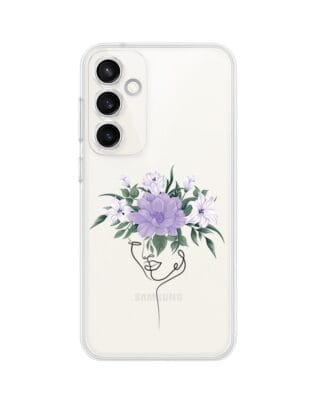 Etui do Samsung Galaxy S23 FE 5G przeźroczyste, silikonowe Flexi, kobieta z kwiatami