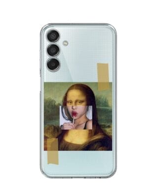 Etui do Samsung  Galaxy M15 5G przeźroczyste, silikonowe Flexi, Mona Lisa z lizakiem