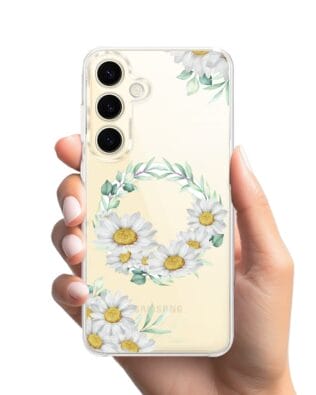 Etui do Samsung Galaxy S24 Plus z MagSafe przeźroczyste, silikonowe Flexi, wianek stokrotek