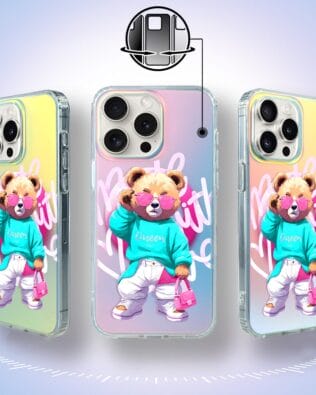 Etui do iPhone 16 Pro Max IBIZU California Sunset z MagSafe, zmieniające kolor, Pink Queen, stylowy miś