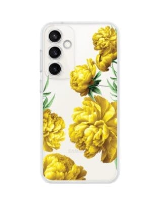 Etui do Samsung Galaxy S23 FE 5G przeźroczyste, silikonowe Flexi, żółte piwonie