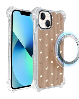 Etui iPhone 13 IBIZU DropGuard Ultra z MagSafe, Boho, Pudrowe serca