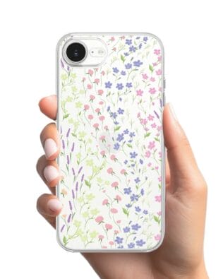 Etui do iPhone 16e przeźroczyste, silikonowe Flexi, kwiaty polne
