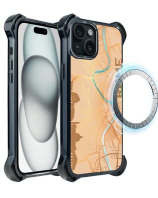 Etui do iPhone 15 Plus IBIZU DropGuard Ultra z MagSafe, mapy świata, Rome