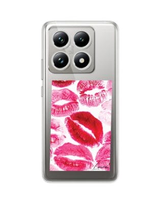 Etui do Xiaomi 14T Pro przeźroczyste, silikonowe Flexi, pocałunki z napisem „love”