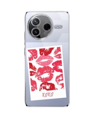 Etui do Xiaomi POCO F7 Pro przeźroczyste, silikonowe Flexi, pocałunki, polaroid