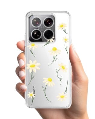 Etui do Xiaomi 14 przeźroczyste, silikonowe Flexi, stokrotki