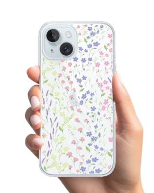 Etui do iPhone 15 przeźroczyste, silikonowe Flexi, kwiaty polne