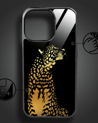 Etui do iPhone 16 Pro Max IBIZU Elite Glass z MagSafe, szklany tył, Golden Midnight, Lampart, czarne