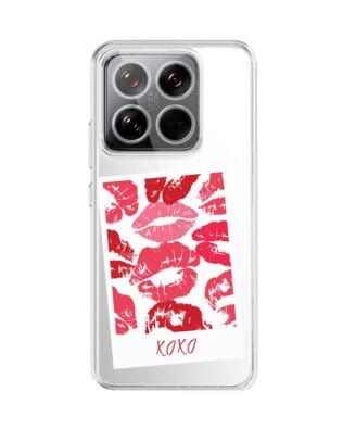 Etui do Xiaomi 14 przeźroczyste, silikonowe Flexi, pocałunki, polaroid