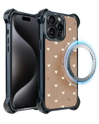 Etui iPhone 15 Pro IBIZU DropGuard Ultra z MagSafe, Boho, Pudrowe serca