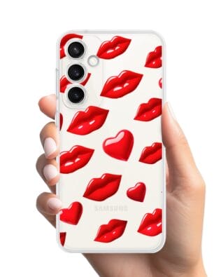 Etui do Samsung Galaxy S23 Plus przeźroczyste, silikonowe Flexi, czerwone usta