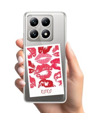Etui do Xiaomi 14T przeźroczyste, silikonowe Flexi, pocałunki, polaroid