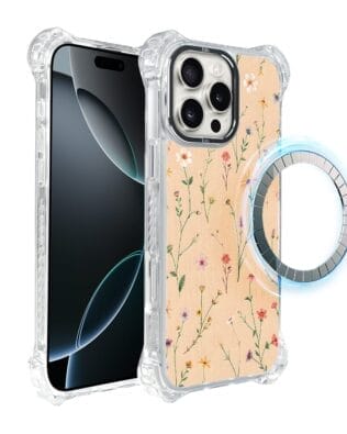Etui do iPhone 16 Pro IBIZU DropGuard Ultra z MagSafe, Pastel Bloom, Koralowa łąka