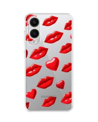 Etui do Samsung Galaxy S25 Edge przeźroczyste, silikonowe Flexi, czerwone usta