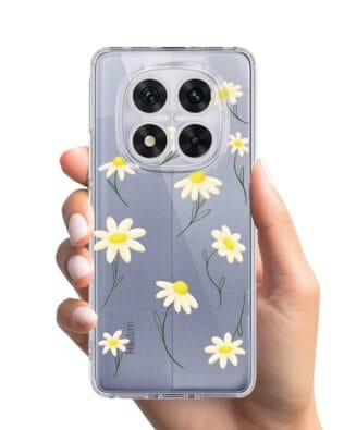 Etui do Xiaomi Redmi Note 14 Pro 5G przeźroczyste, silikonowe Flexi, stokrotki