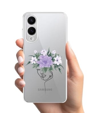 Etui do Samsung Galaxy S25 Edge przeźroczyste, silikonowe Flexi, kobieta z kwiatami