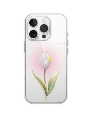 Etui do iPhone 13 Pro przeźroczyste, silikonowe Flexi, kwiaty, tulipan