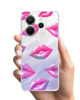Etui do Xiaomi Redmi Note 14 5G przeźroczyste, silikonowe Flexi, hologramowe usta