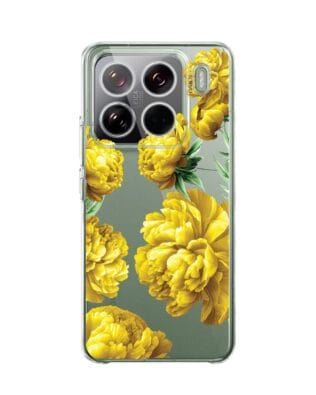 Etui do Xiaomi 14 Pro przeźroczyste, silikonowe Flexi, żółte piwonie